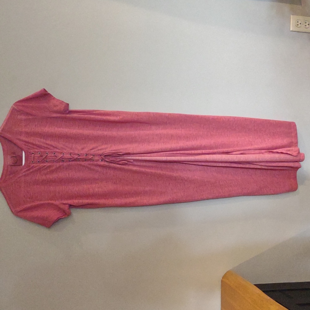 SeaGYPSIES Women's Medium Salmon Lace-Up Center Split‎ Maxi Dress